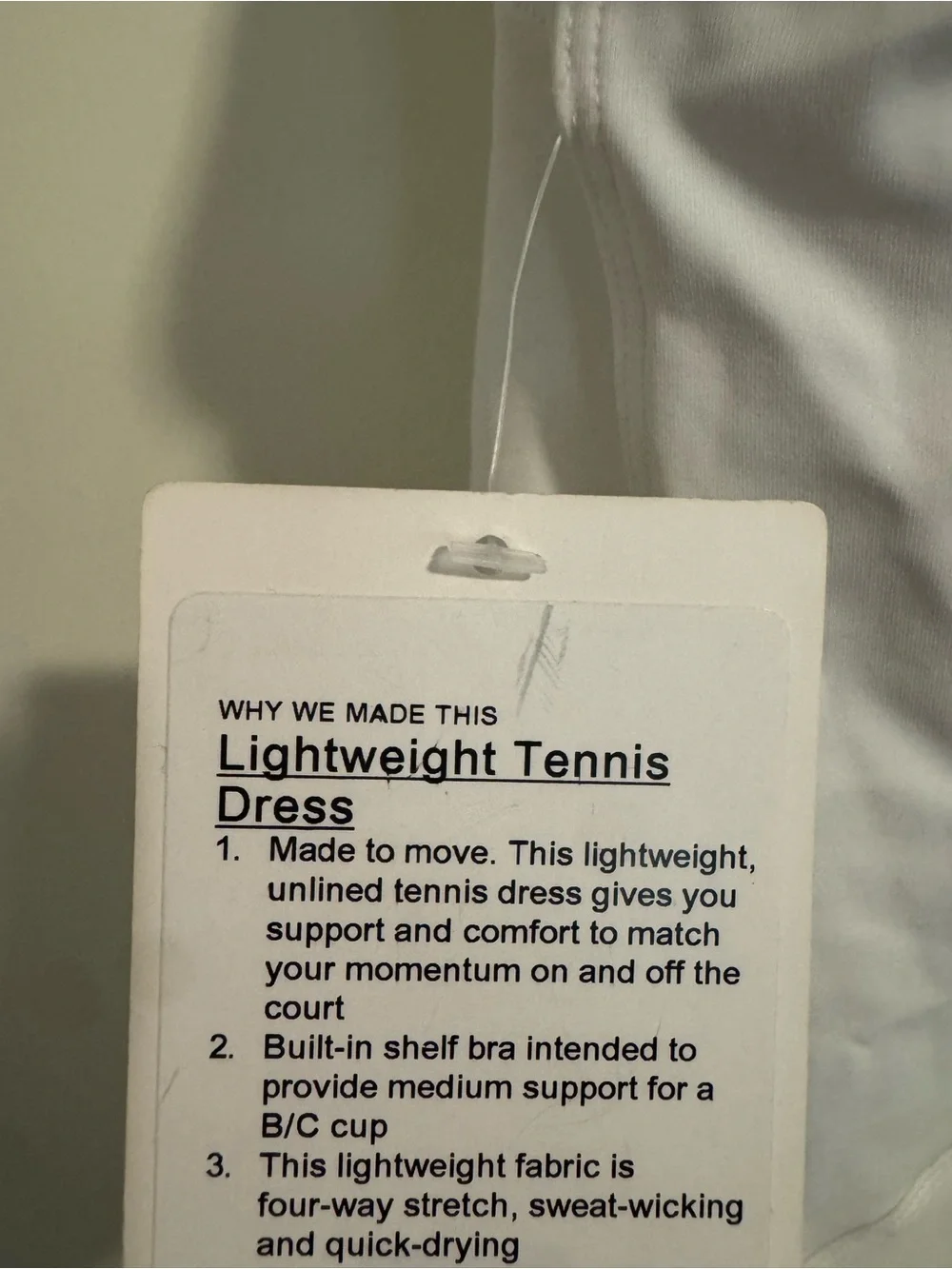 lululemon athletica White lightweight tennis dress